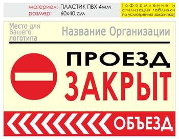 Информационный щит "объезд слева" (пластик, 60х40 см) t12 - Охрана труда на строительных площадках - Информационные щиты - Магазин охраны труда Протекторшоп